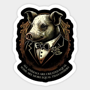 Orwell - Animal Farm - Some Are More Equal - Block Print Sticker